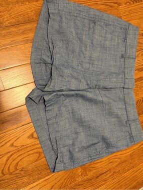 J. Crew Women's Blue Flat-Front Linen Shorts